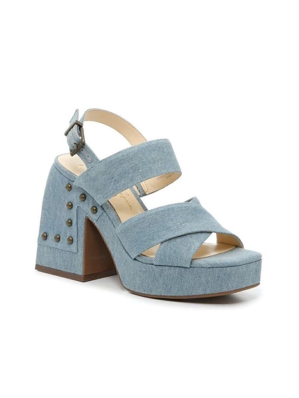 JESSICA Simpson BNWOT "Nellenie" Block Heel Blue Jean Women New Studded